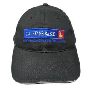 D.L. Evans Bank Idaho Baseball Cap Black One Size Adjustable Embroidered Seba